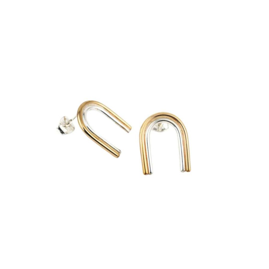 Jewelry * | Emma Brooke Jewelry Arcos Two Tone Studs