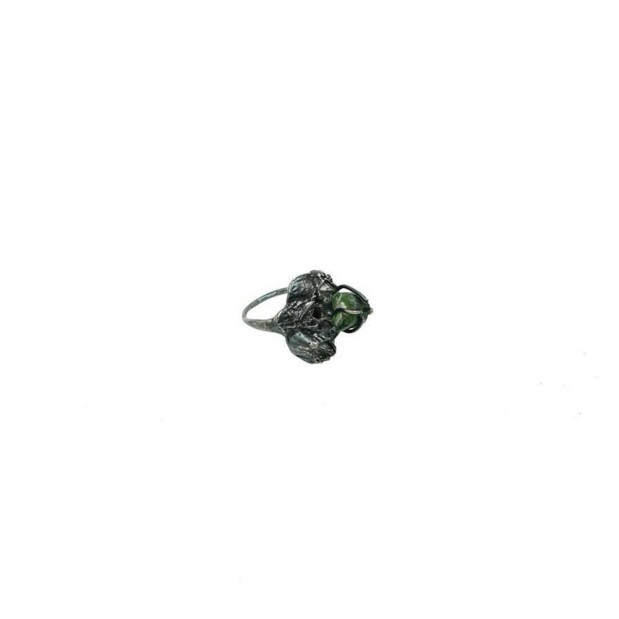 Jewelry * | Grace Gow Sea Goddess Oxidized Silver 18C Rough Tourmaline Ring Rings