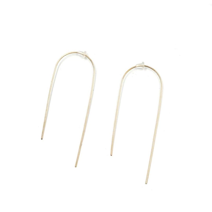 Gifts * | Minoux 14K Gold Simple Thread Earring For Grads Default