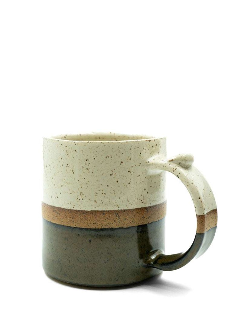 Home * | Home Essentials Speckled Mug W/ Stripe By Terra Noir Black/Cream