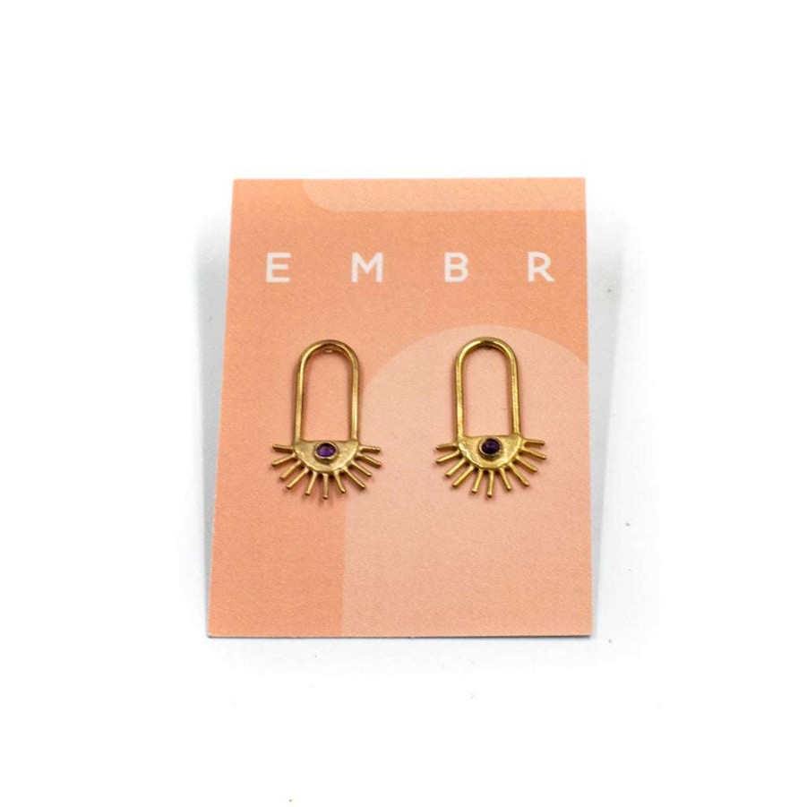 Jewelry * | Jewelry Sun Drop Brass Earring By Embr