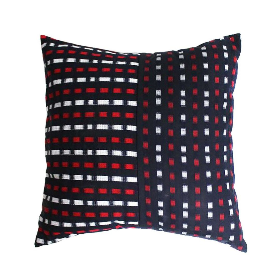 Home * | Kiriko Red + White Block Shima Split Kasuri Pillow Home