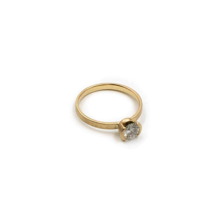 Gifts * | .5Ct Diamond Open Bezel 14K Yellow Gold Size 6 By Vk Designs