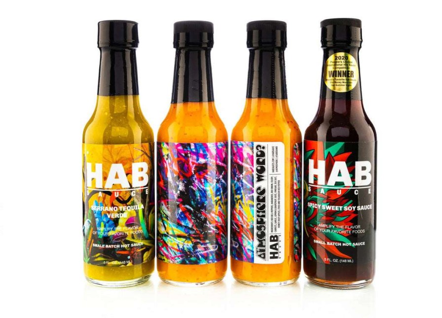 Home * | Hab Sauce Mixed 4-Pack 5Oz Hot Sauce Gift Box Food Default