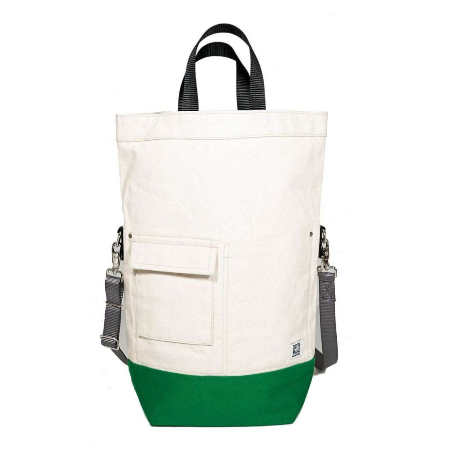 Gifts * | Chester Wallace Upright Tote Natural/Green + Grey